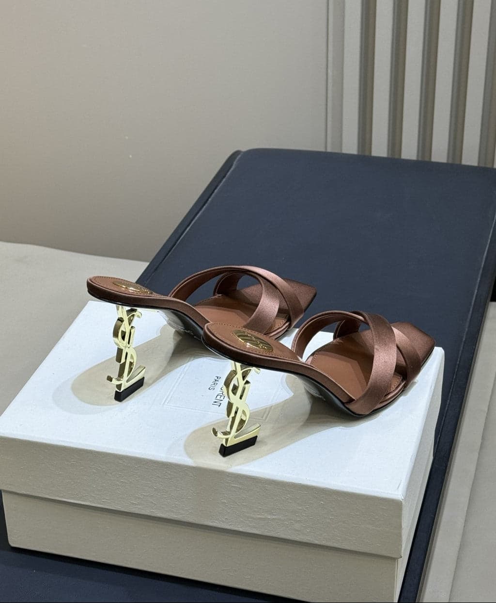 Saint Laurent Mules Opyum Em Crepe De Cetim