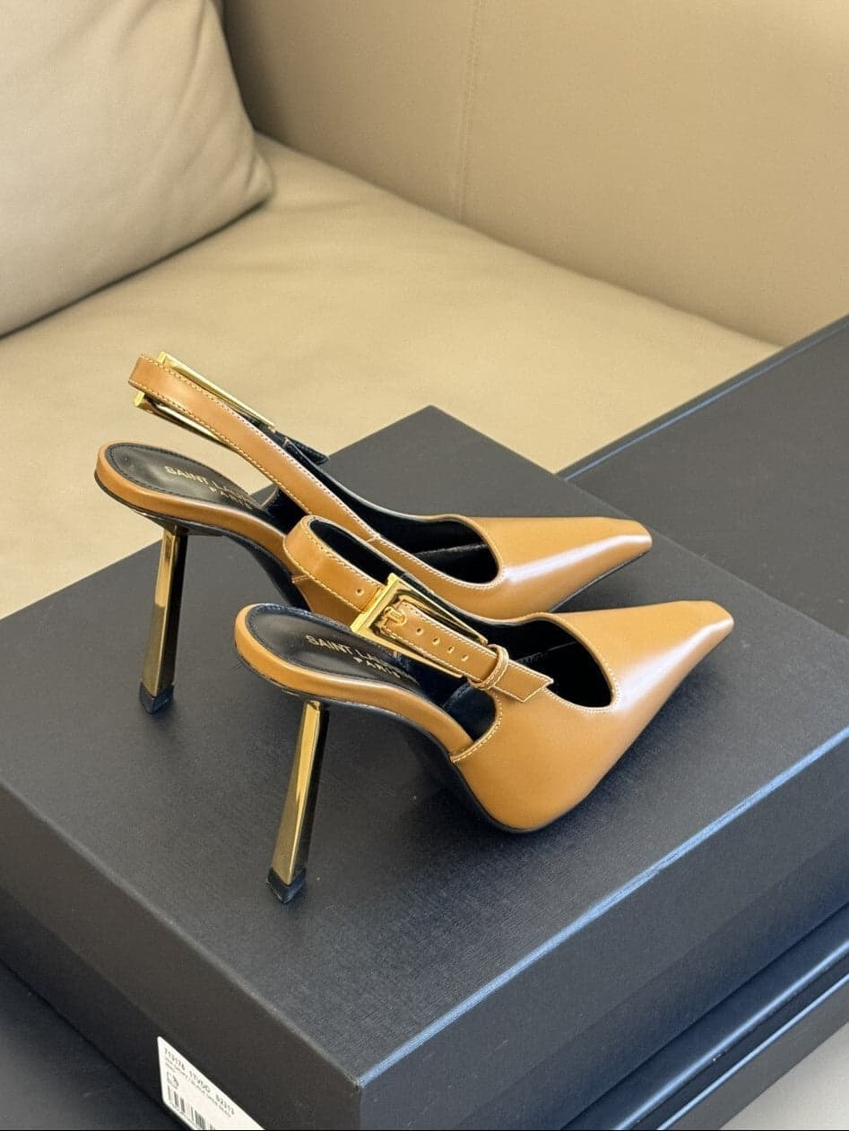 Saint Laurent Scarpin Slingback Lee Cinnamon