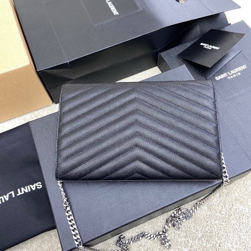 Saint Laurent Shoulder Bag Black Ferragens Prata