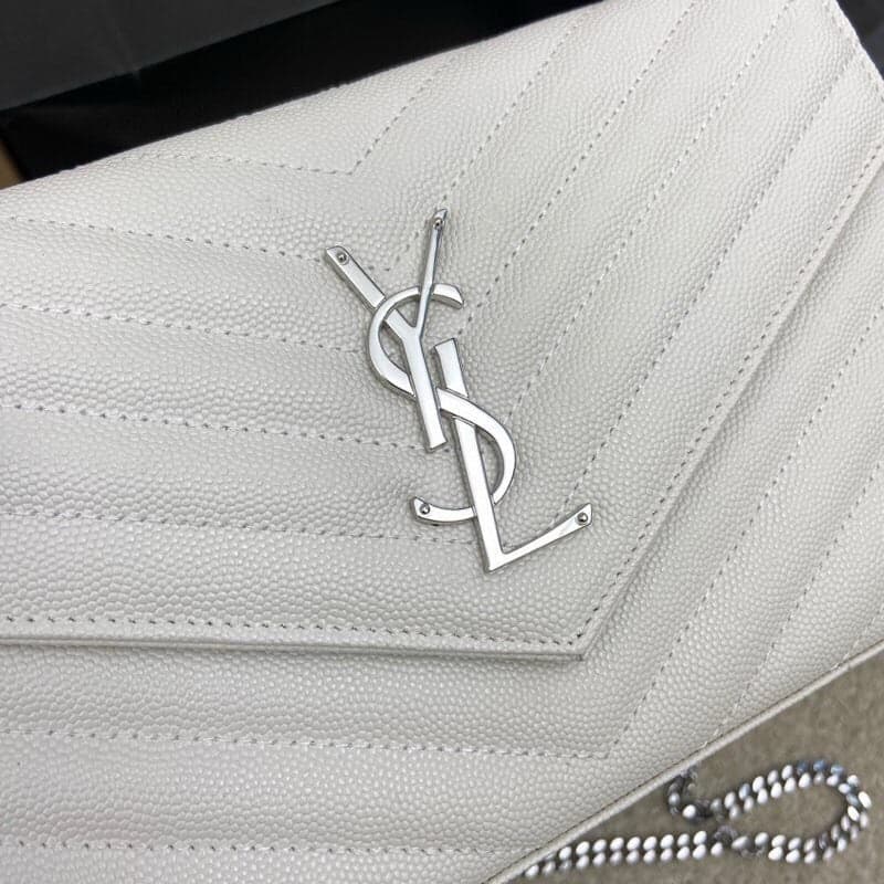 Saint Laurent Shoulder Bag White Ferragens Prata