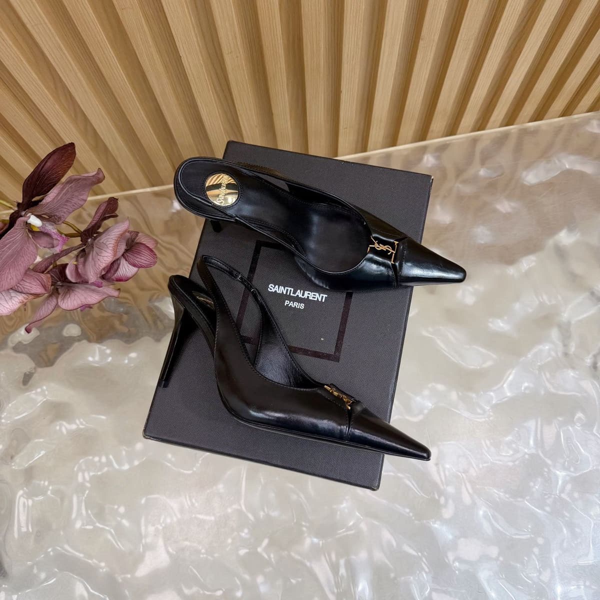 Scarpin Slingback Babylone Breteuil Black Saint Laurent.