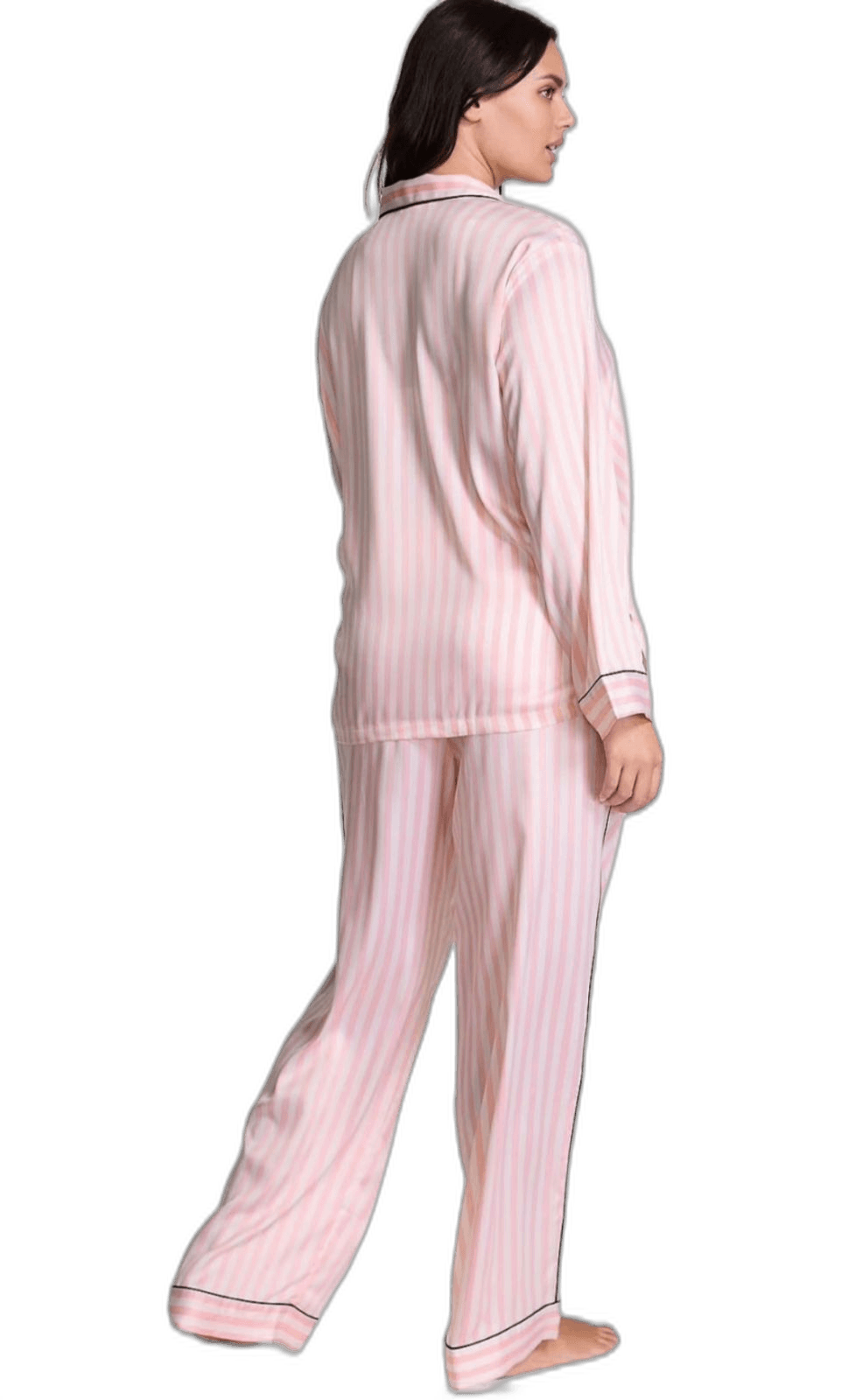 Pijama Victoria's Secret Cetim Manga Longa Listrado