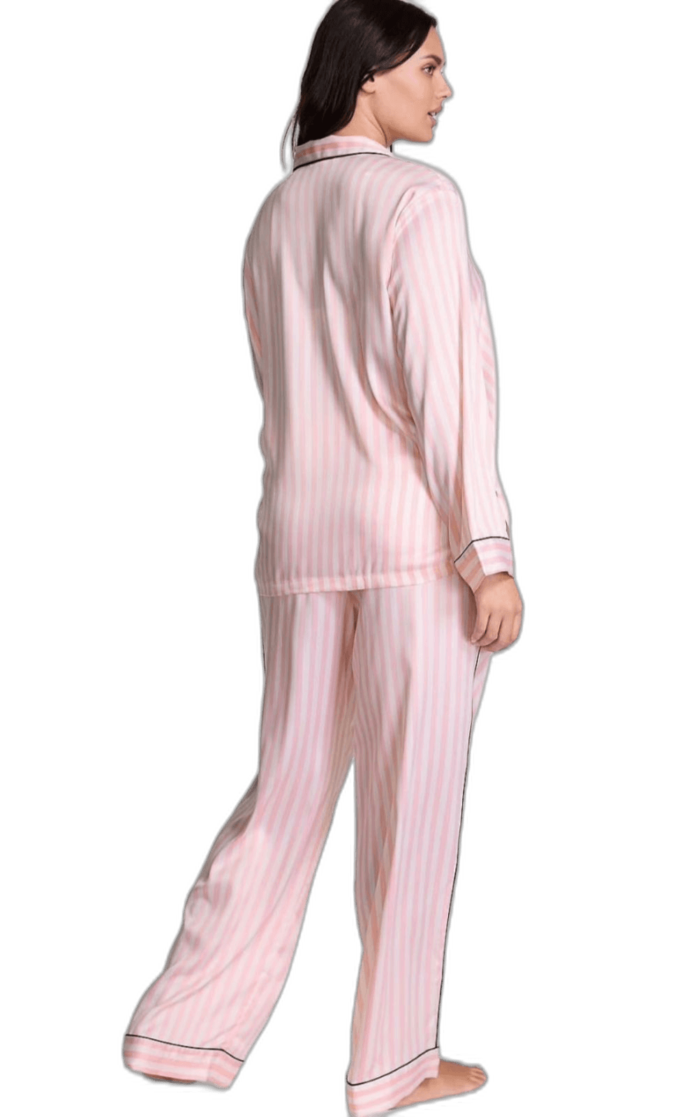 Pijama Victoria's Secret Cetim Manga Longa Listrado