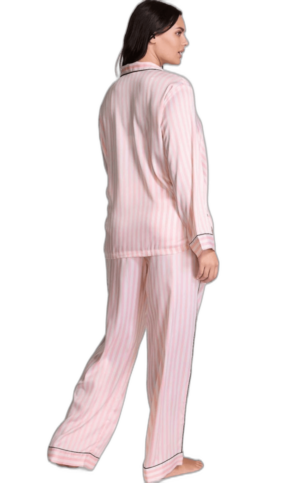 Pijama Victoria's Secret Cetim Manga Longa Listrado