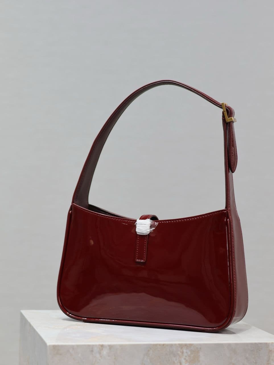 Yves Saint Laurent Mini Le 5 to 7 in Patent Leather Grenade