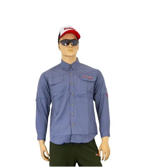 Sumax Camisa de Pesca BSW2302-GA Cinza/Azul Manga Longa (t) XXL