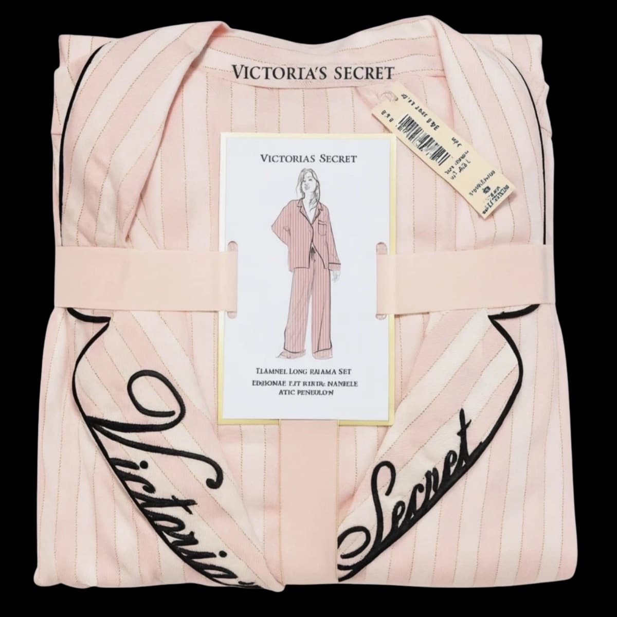 Pijama Curto Victoria's Secret Glazed Satin Escrita Listrado